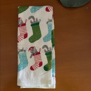 Festive Cat Stocking Kitchen Towel